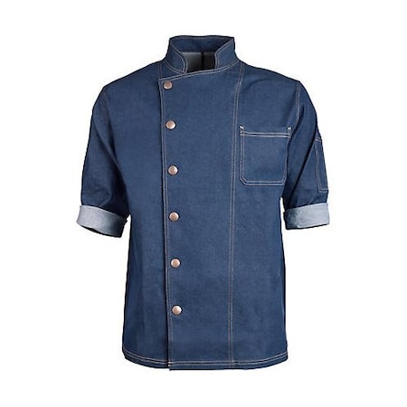 Allpoints Kng M Denim Chef Coat Front Snap 2938DBLM
